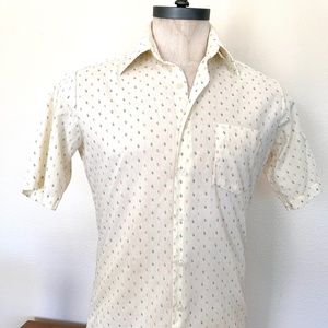 70's Wedgefield - Mens Short Sleeve - Pale Yellow - Size Medium 15-15 1/2